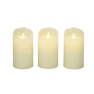 3-in x 6-in Traditional Candle Holder Beige Wax - Set of 3