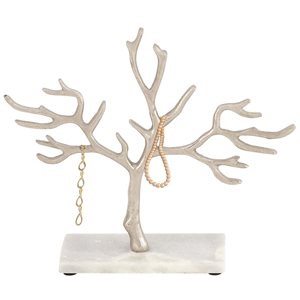 10 In. x 12 In. Jewelry Stand Silver Marble