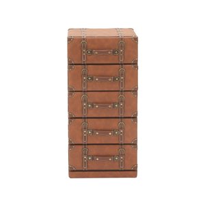 35 In. x 16 In. Traditional Chest Brown Faux Leather and Woo
