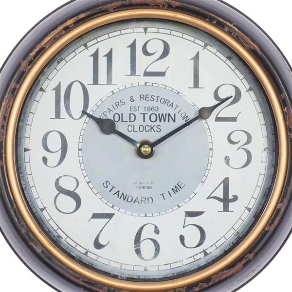 Grayson Lane 10-in x 10-in Vintage Wall Clock White Metal (Set of 2)