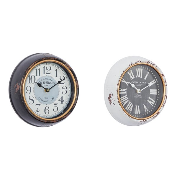 Grayson Lane 10-in x 10-in Vintage Wall Clock White Metal (Set of 2)