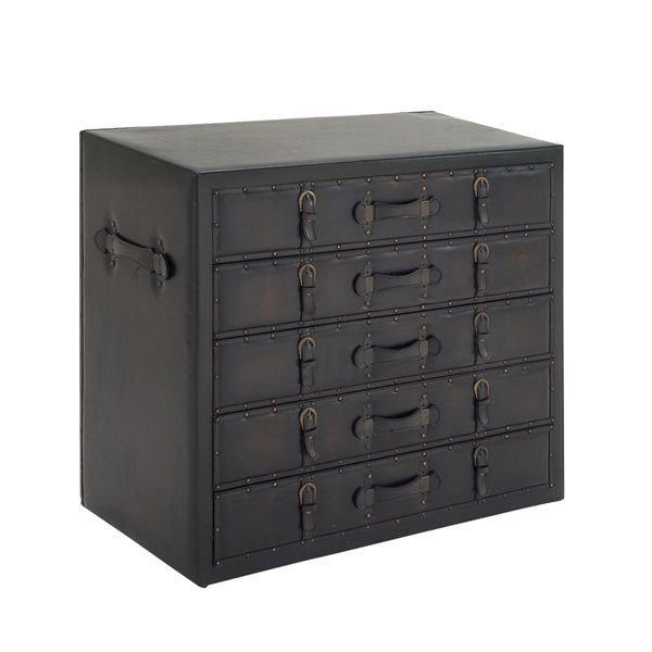 UMA Enterprises 32 In. x 36 In. Traditional Chest Black Faux Leather and Wood