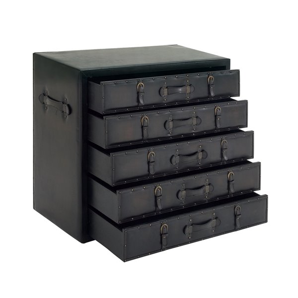 UMA Enterprises 32 In. x 36 In. Traditional Chest Black Faux Leather and Wood