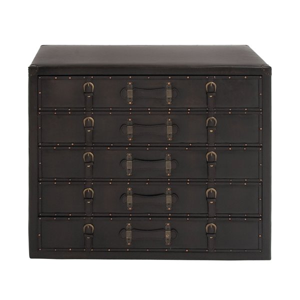 UMA Enterprises 32 In. x 36 In. Traditional Chest Black Faux Leather and Wood