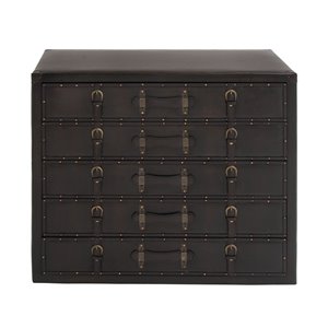 32 In. x 36 In. Traditional Chest Black Faux Leather and Woo