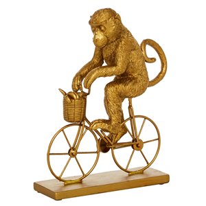 7.5 In. x 9.25 In. Eclectic Monkey Sculpture Gold Resin