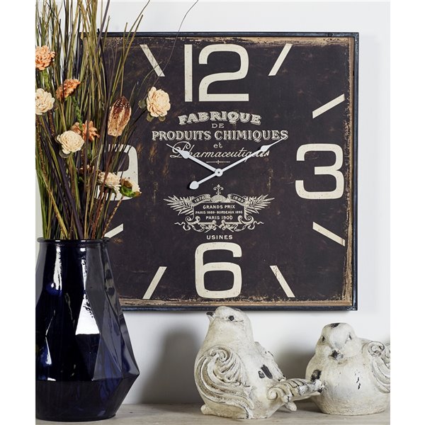 Grayson Lane 23-in x 23-in Vintage Wall Clock Black Wood