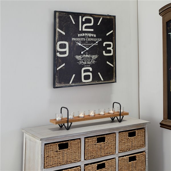 Grayson Lane 23-in x 23-in Vintage Wall Clock Black Wood