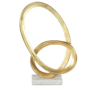 17 In. x 12 In. Sculpture Gold Aluminum Geometric