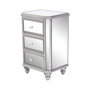28 In. x 18 In. Glam Chest Grey Glass and Wood