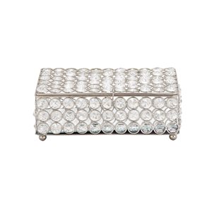 3 In. x 8 In. Glam Jewelry Box Silver Crystal