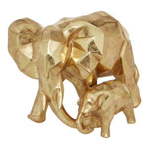 7 In. x 8 In. Modern Elephant Sculpture Gold Resin