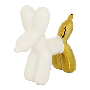 7 In. x 7 In. Glam Sculpture Gold Ceramic Dog