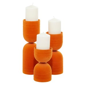 13-in x 10-in x 7-in Modern Candle Holder Orange Metal - Set of 3