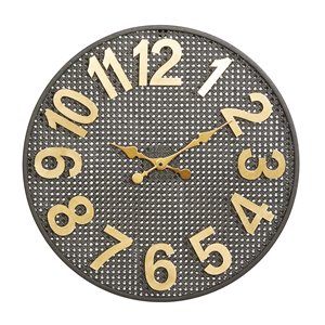 24 In. x 24 In. x 2In. Industrial Wall Clock Black Metal