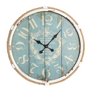 Grayson Lane 25-in x 25-in Coastal Wall Clock Turquoise Metal