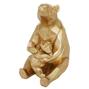 6 In. x 10 In. Modern Bear Sculpture Gold Resin
