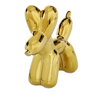 7 In. x 7 In. Glam Sculpture Gold Ceramic Dog