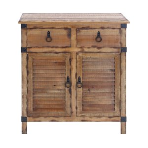 36 In. x 32 In. Rustic Cabinet Brown Wood