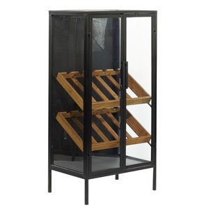 21 In. x 40 In. Contemporary Standing Wine Rack Black Wood