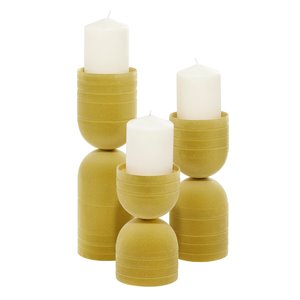 13-in x 10-in x 7-in Modern Candle Holder Yellow Metal - Set of 3