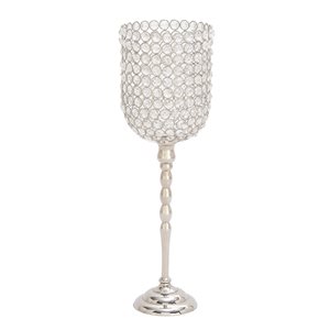 19-in x 6-in Glam Candle Holder Clear Aluminum and Crystal