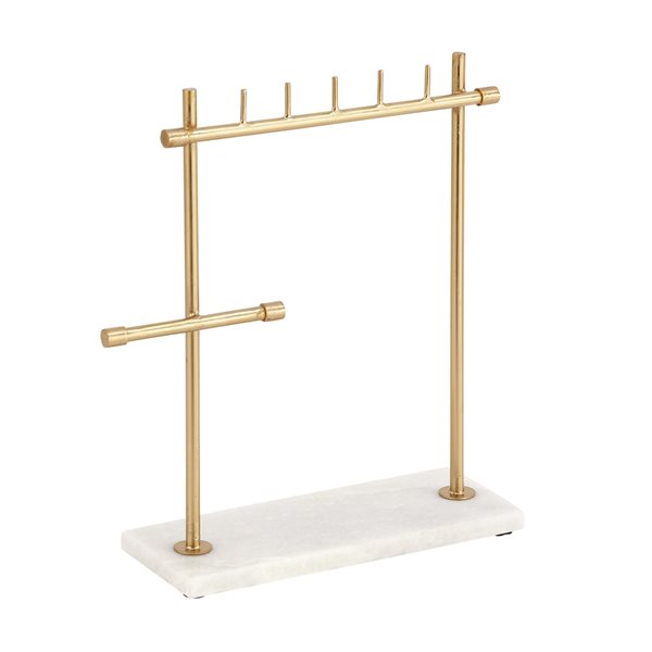 13 In. x 12 In. Modern Jewelry Stand Gold Marble