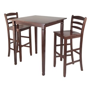Winsome Wood Fiona 3-Piece High Round Table with 2 Bar V-Back Stool