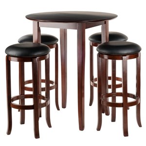 Winsome Wood Egan 5-Piece Table with 2-24-in Square Legs Stools and 2 Baskets