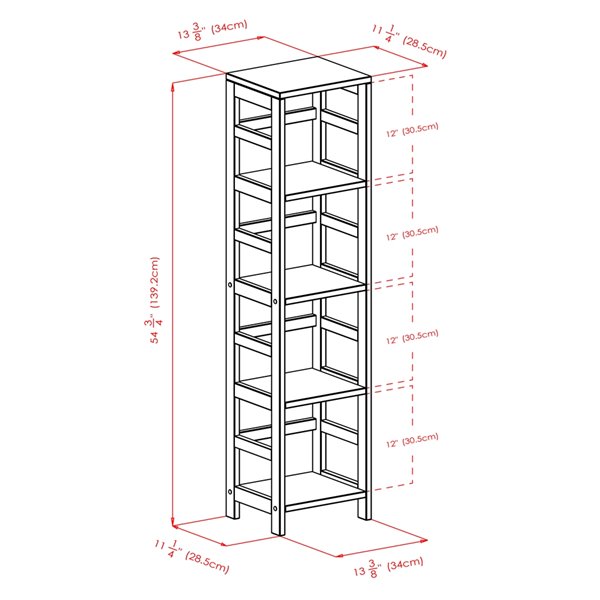 Bibliothèque Capri de Winsome Wood standard 4 étagères en bois Espresso/beige