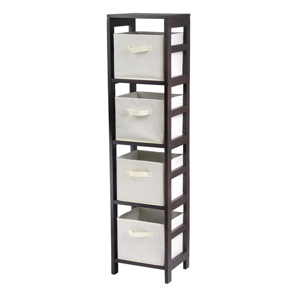 Bibliothèque Capri de Winsome Wood standard 4 étagères en bois Espresso/beige