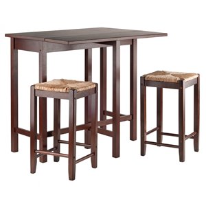 Winsome Wood 3-Piece Inglewood High/Pub Dining Table with Saddle Stool