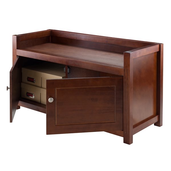 Winsome Wood Charleston Modern Walnut Storage Bench