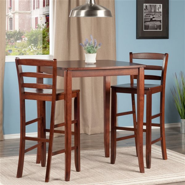 Winsome Wood Kingsgate 3-Piece Dining Table with 2 Bar V-Back Chairs