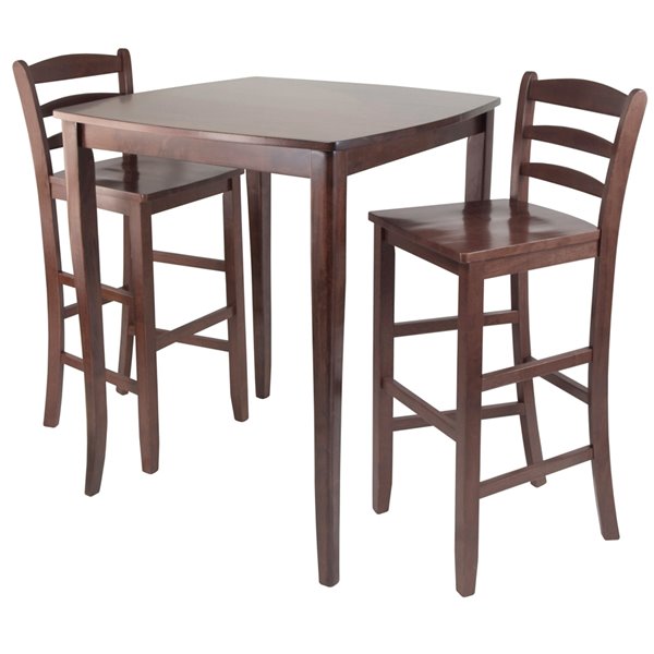 Winsome Wood Kingsgate 3-Piece Dining Table with 2 Bar V-Back Chairs