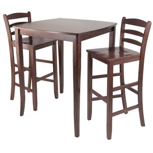 Winsome Wood Kingsgate 3-Piece Dining Table with 2 Bar V-Back Chairs
