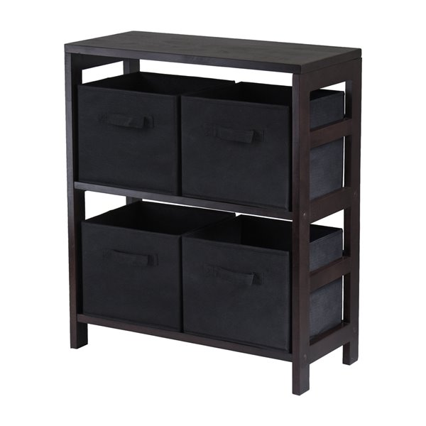 Bibliothèque standard Capri de Winsome Wood standard à 2 étagères en bois noir, fini Espresso