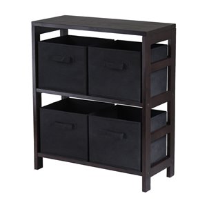 Bibliothèque standard Capri de Winsome Wood standard à 2 étagères en bois noir, fini Espresso