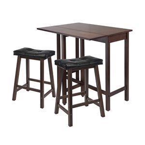 Winsome Wood Inglewood 3-Piece High Table with 2 Bar V-Back Stools