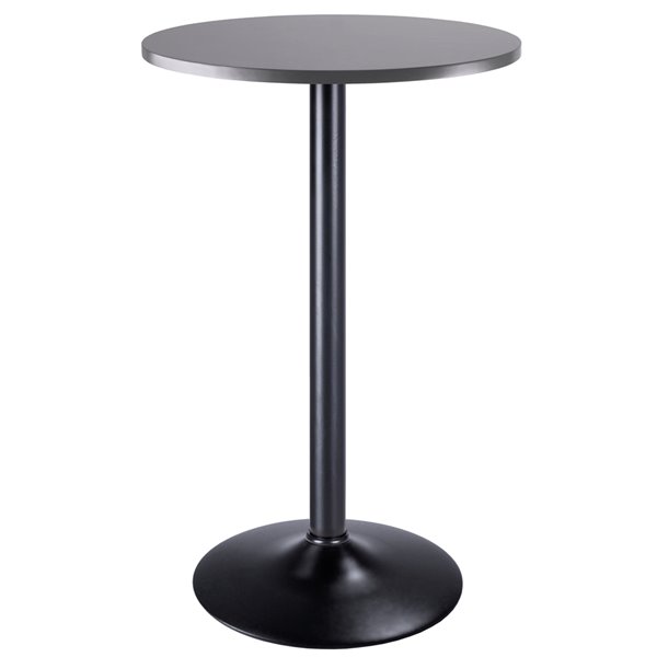 Table de comptoir fixeTarah par Winsome Wood, ronde, gris ardoise , en bois avec base en métal noir (35 po à 36 po H)