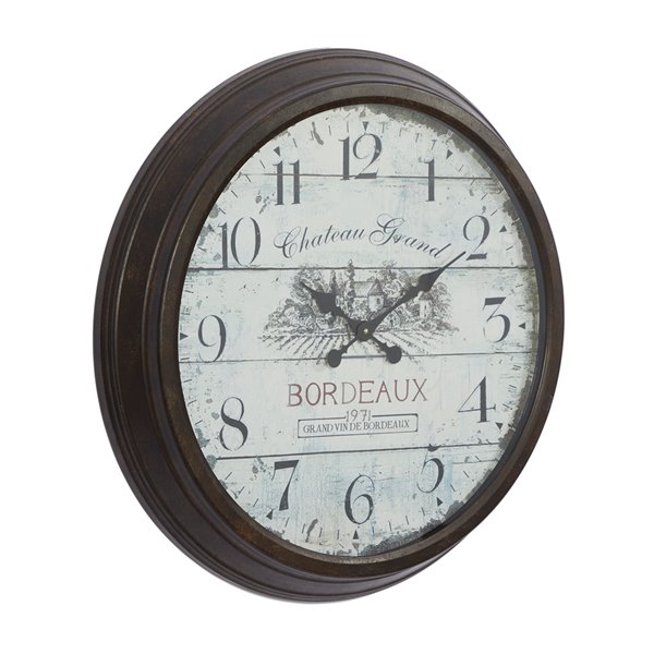 Grayson Lane Analog 28-in x 28-in Brown Round Wall Standard Clock