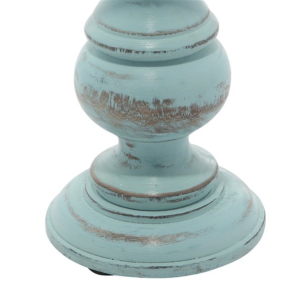 Grayson Lane 3-Candle Pillar Holder - 6-in, 8-in, 10-in -Light Blue Mango Wood