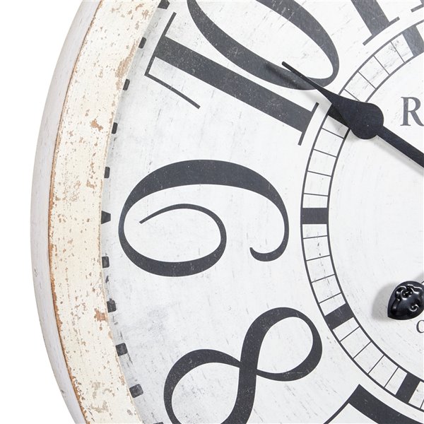 Grayson Lane Analog 24-in x 24-in White Round Vintage Wall Standard Clock