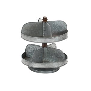 Grayson Lane Farmhouse 2 Tier Tray Stand - Grey Iron - 13-in X 12-in