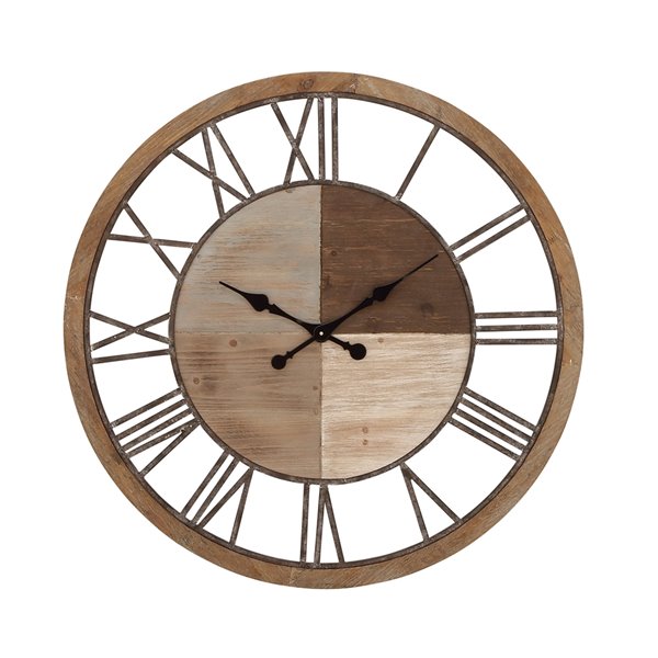 Grayson Lane Analog 36-in x 36-in Brown Round Wall Standard Clock