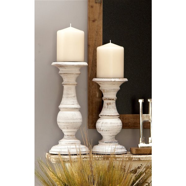 Grayson Lane 3-Candle Wood Pillar Holder (10-in, 8-in, 6-in)