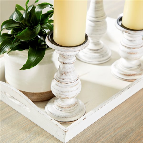 Grayson Lane 3-Candle Wood Pillar Holder (10-in, 8-in, 6-in)