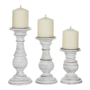 Grayson Lane 3-Candle Wood Pillar Holder (10-in, 8-in, 6-in)