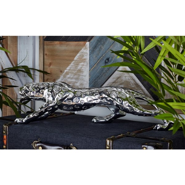 CosmoLiving by Leopard Cosmopolitan Sculpture - Silver Poly Stone - 5-in X 22-in