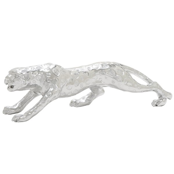 CosmoLiving by Leopard Cosmopolitan Sculpture - Silver Poly Stone - 5-in X 22-in
